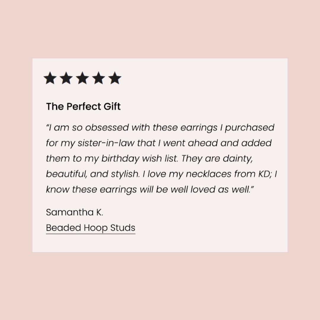 Beaded Hoop Studs, Five Star Customer Review, Katie Dean Jewelry