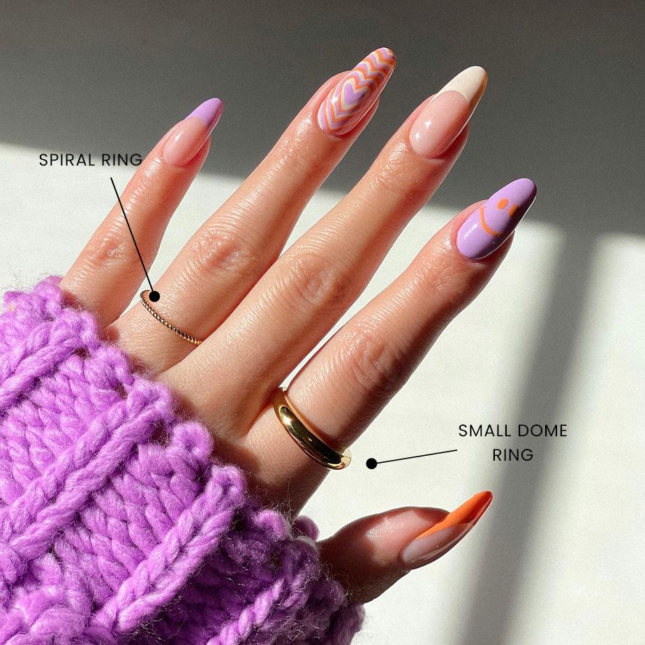 Dainty stacking rings perfect for the minimalist, handmade in America by Katie Dean Jewelry as seen on DisseyNails with her pretty, happy manisure