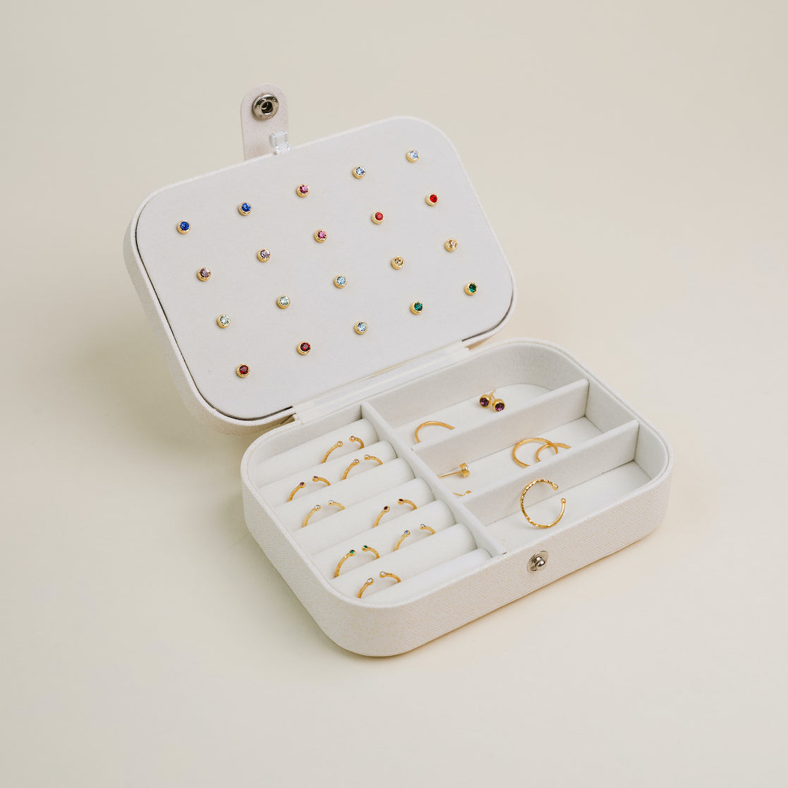 Jewelry case white_ sold on Katie Dean Jewelry_jewelry organization for rings, necklaces, earrings and bracelets