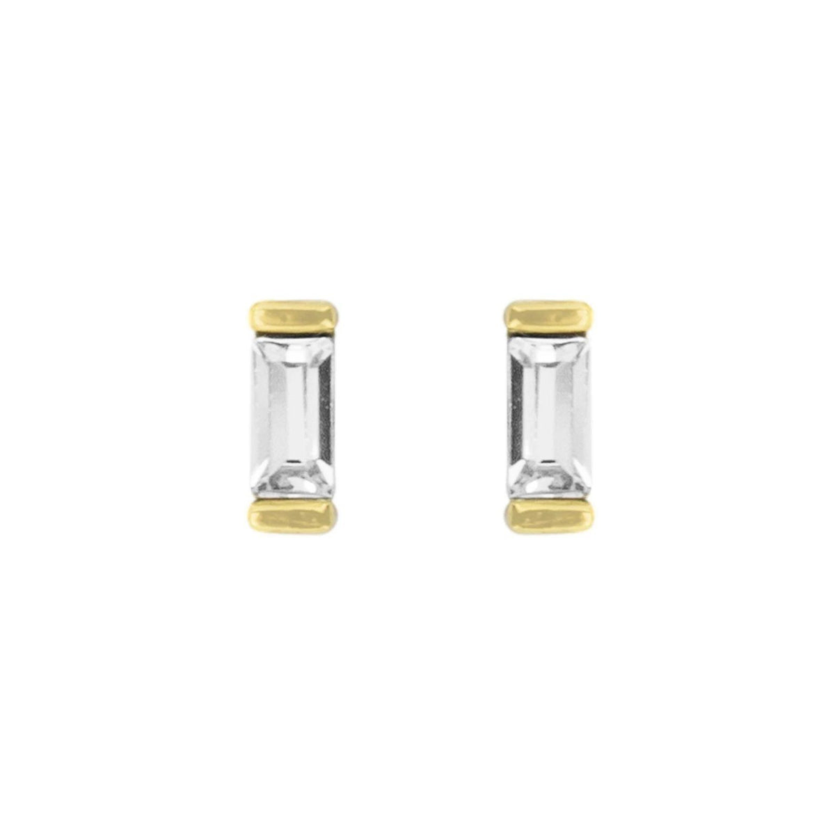 The Baguette Studs, a beautiful, classic pair of earrings that you'll never want to take off. Handmade in America by Katie Dean Jewelry. Nickel free and hypoallergenic.