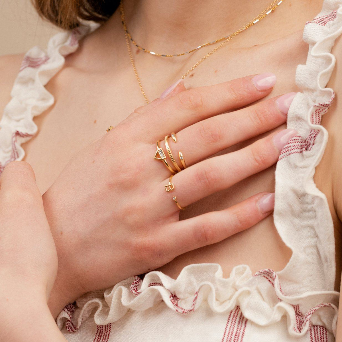 Love Triangle Ring, Claw Ring, Coin Ring, Initial Ring, handmade in America, Katie Dean Jewelry
