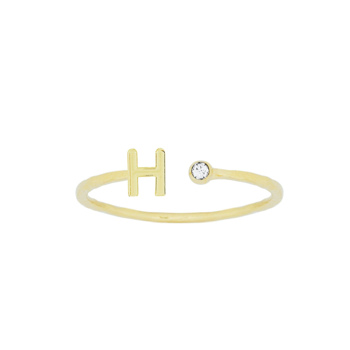 Dainty Gold Initial Ring handmade in America by Katie Dean Jewelry, stacking minimalist ring.