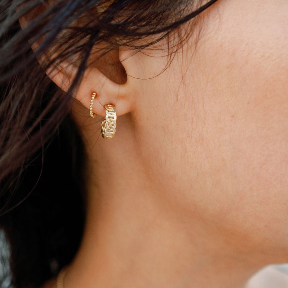 Hoop Earring Set_Beaded Hoops_Figaro Chain Hoops_Katie Dean Jewelry_dainty hypoallergenic earrings