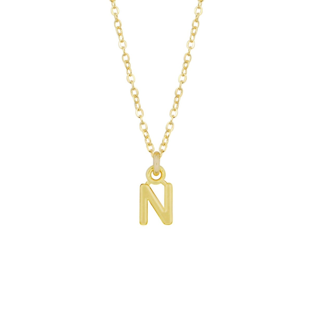 N Gold Initial Necklace by Katie Dean Jewelry, made in America, perfect for the dainty minimal jewelry lovers