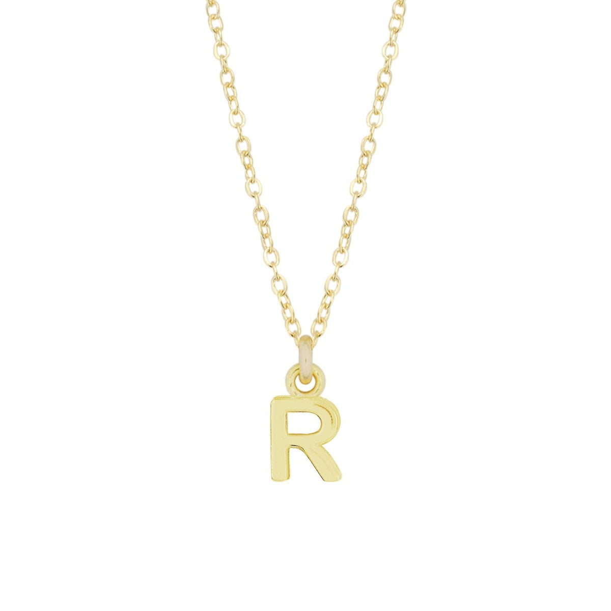 R Gold Initial Necklace by Katie Dean Jewelry, made in America, perfect for the dainty minimal jewelry lovers
