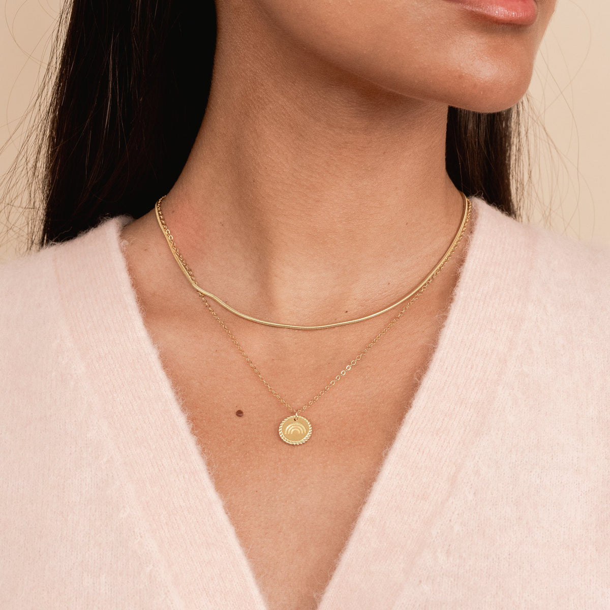Rainbow Necklace handmade in California by Katie Dean Jewelry. A symbol for hope.