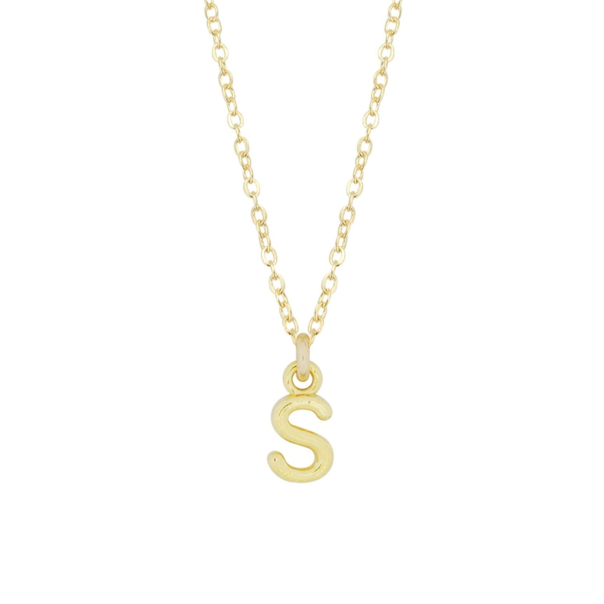 S Gold Initial Necklace by Katie Dean Jewelry, made in America, perfect for the dainty minimal jewelry lovers