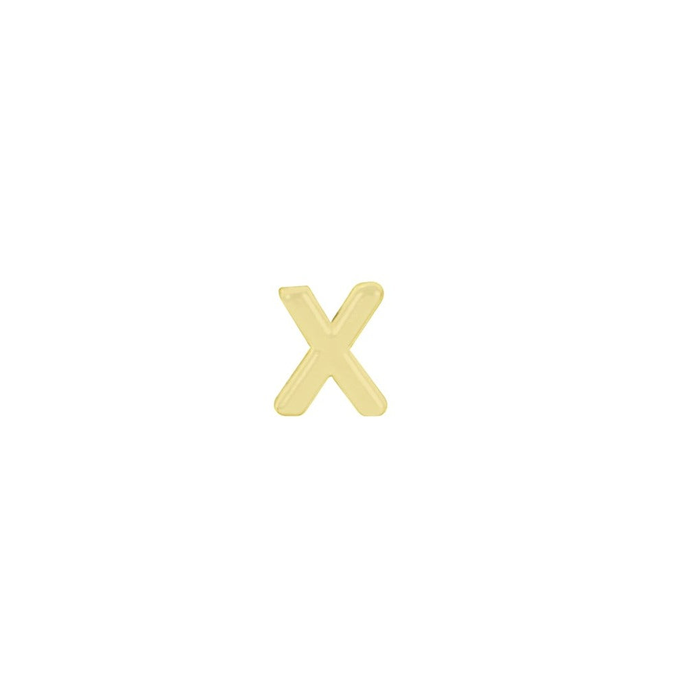 Initial Stud, handmade in America by Katie Dean Jewelry. Solid 14k Yellow Gold.