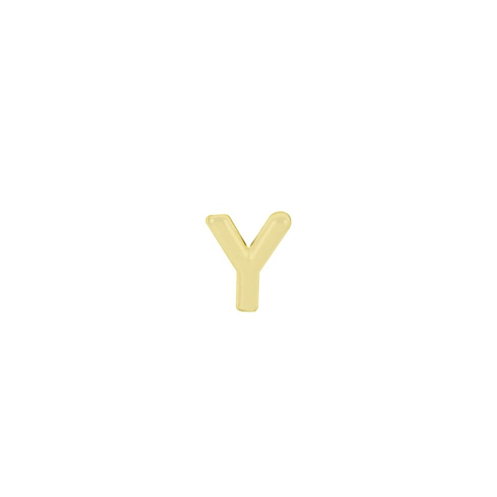 Initial Stud, handmade in America by Katie Dean Jewelry. Solid 14k Yellow Gold.