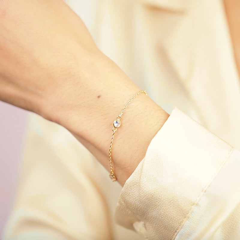 The Crystal Chain Bracelet is perfect for the woman who wants a classic sparkle layered in with their look.