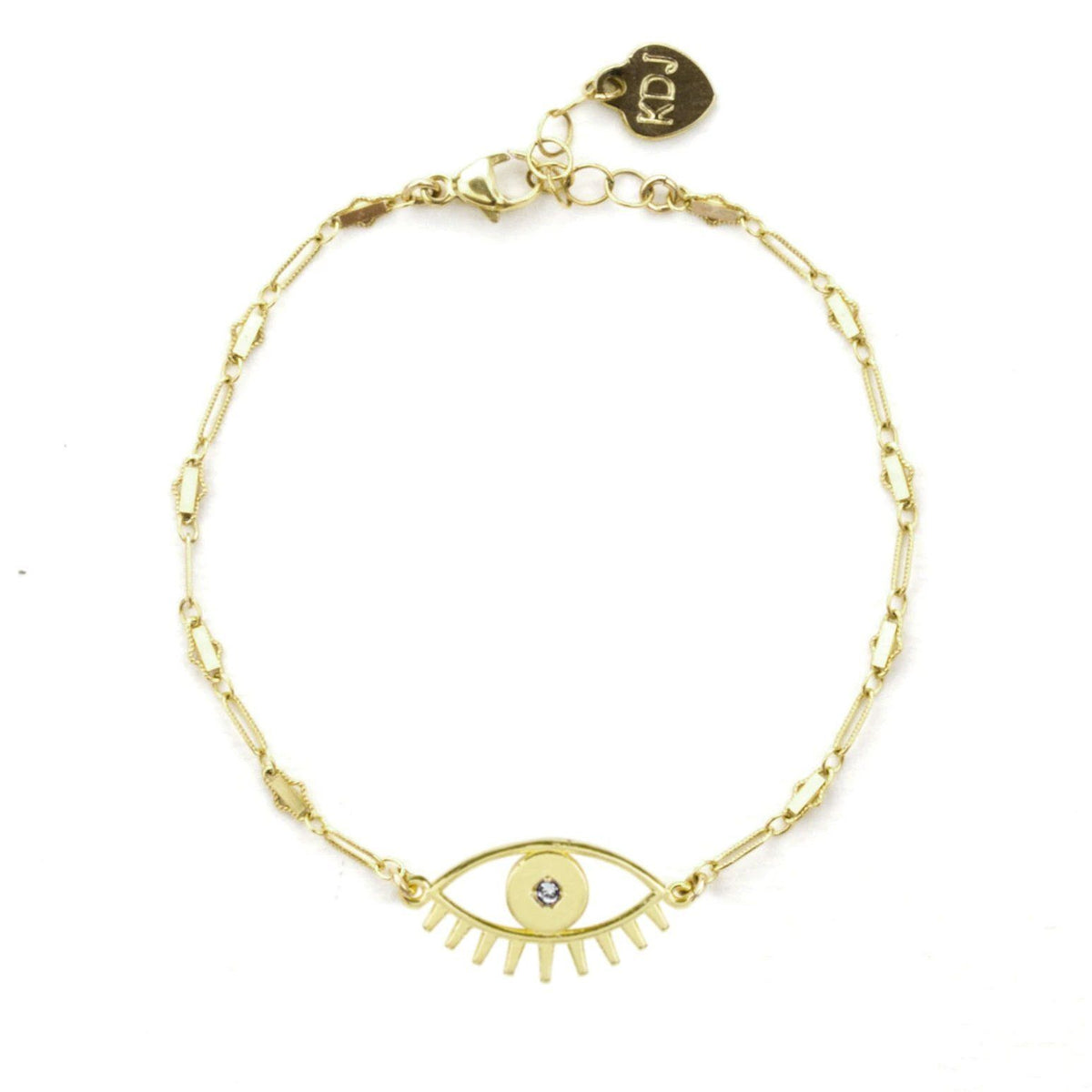 Keeping all bad juju away from you! Let this pretty Evil Eye Bracelet protect you from bad vibes and spread the love to one and all. Handmade in California by Katie Dean Jewelry.
