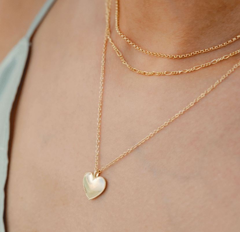 Beaded Heart Necklace, katie dean jewelry gold minimal layering necklaces