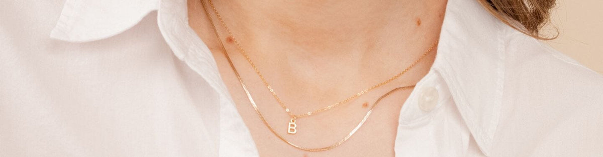 Initial collection page, handmade in America dainty minimal jewelry by Katie Dean Jewelry