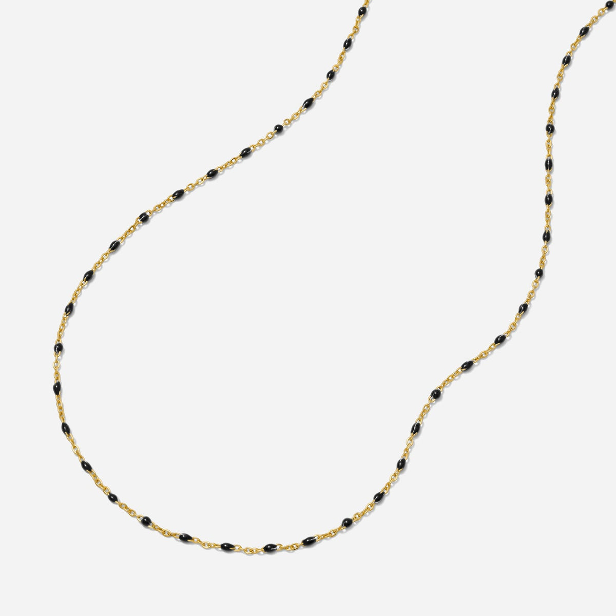 Black: Gold enamel chain necklace with Black enamel beads made by Katie Dean Jewelry