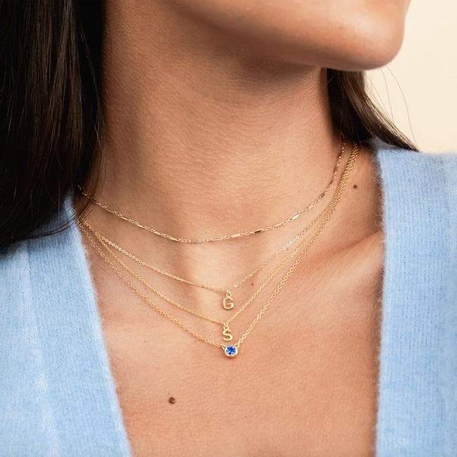 Solid Gold Initial Necklace