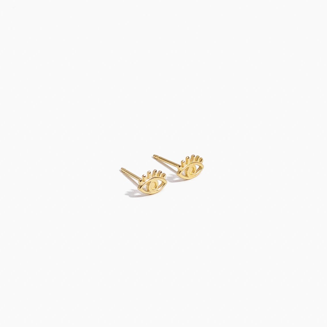 Gold Evil Eye Studs, dainty hypoallergenic earrings by Katie Dean Jewelry, made in America, perfect for the  minimal jewelry lovers