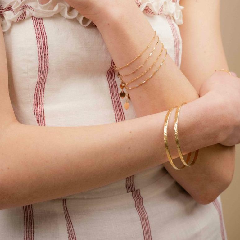 Hammered Gold Bangle, made by Katie Dean Jewelry in America