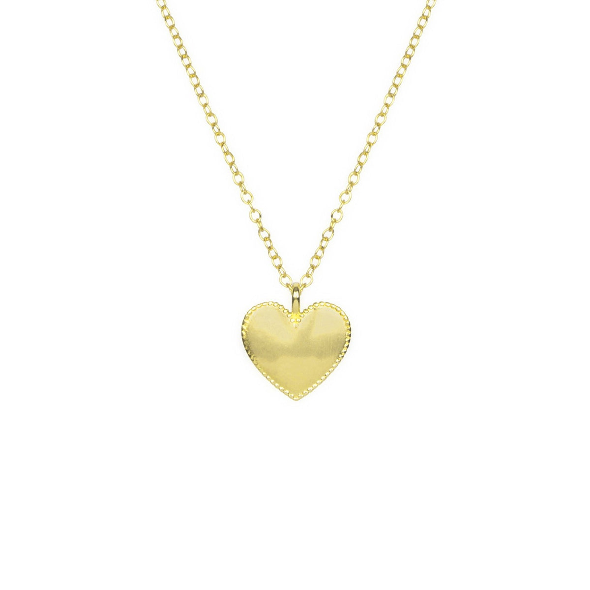 Gold Beaded Heart Necklace by Katie Dean Jewelry, made in America, perfect for the dainty minimal jewelry lovers