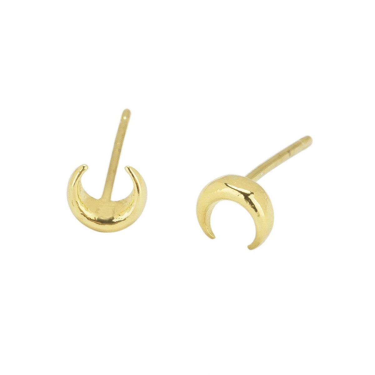 Horn or half moon, however you interpret this dainty pair, they are wonderful worn alone or stacked for those of you with double piercings.   Handmade in California by Katie Dean Jewelry. Nickel free and hypoallergenic.