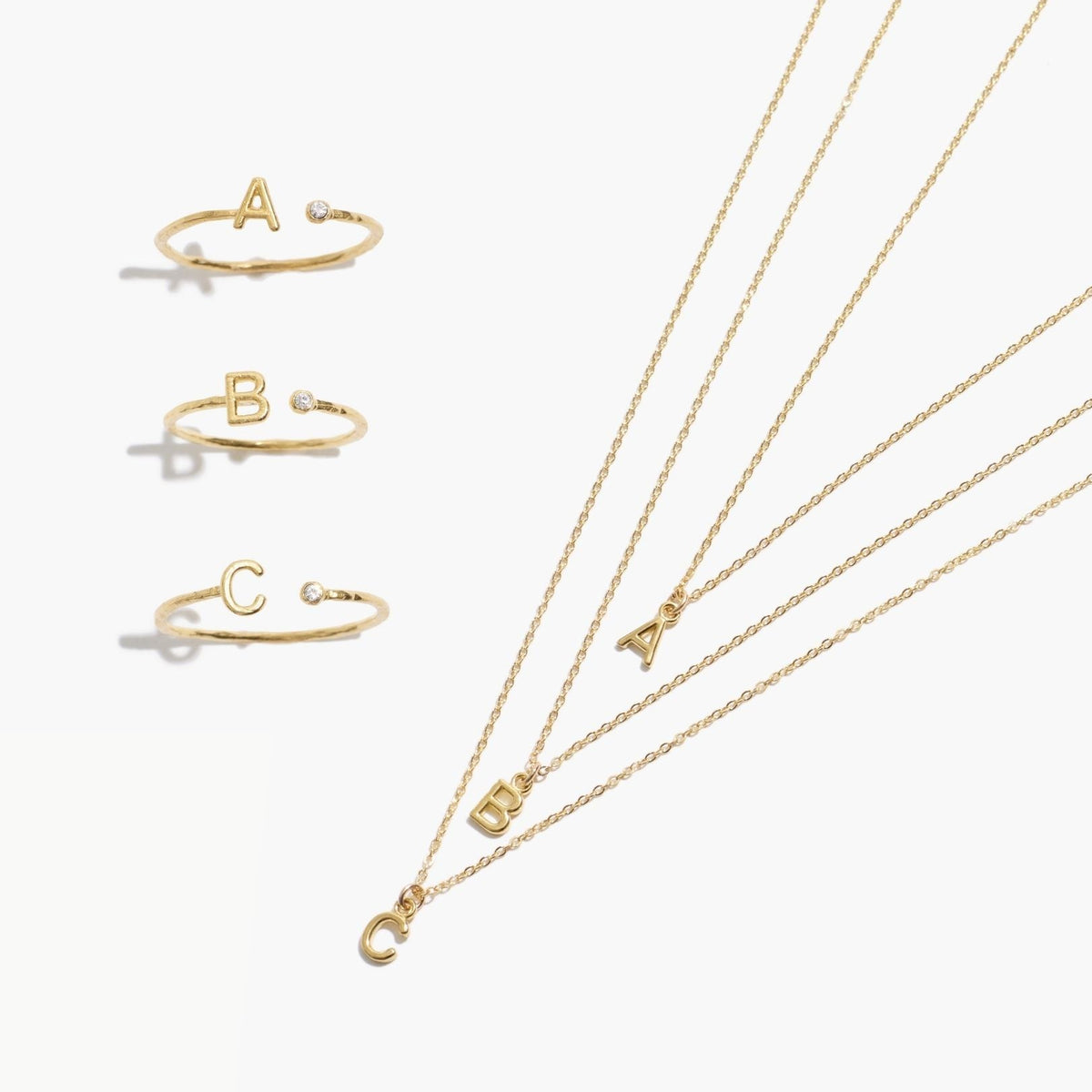 Solid Gold Initial Necklace