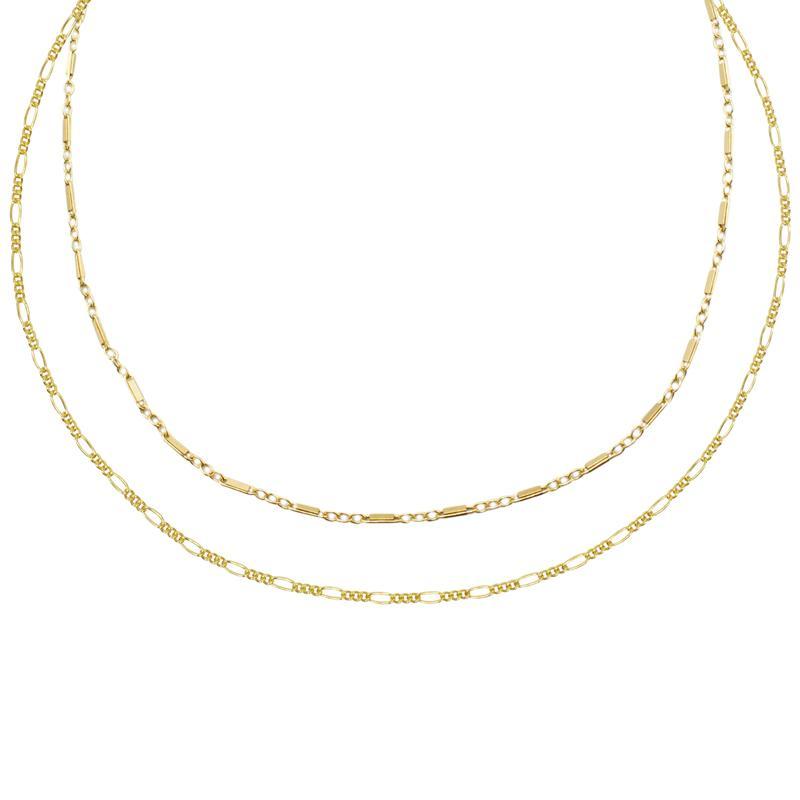 The Everyday Necklace Set is your new go-to jewelry look. Handmade in California by Katie Dean Jewelry. Included in this set: the Figaro Choker Necklace and Linked Choker Necklace..