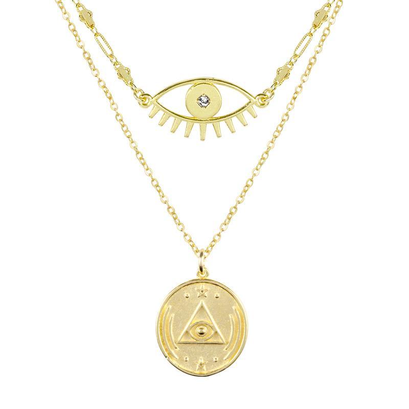 Good vibes all around with the Evil Eye Necklace and All Seeing Eye Necklace Set. Give the gift of good luck and fortune to yourself or to that special someone.  Handmade in California by Katie Dean Jewelry.