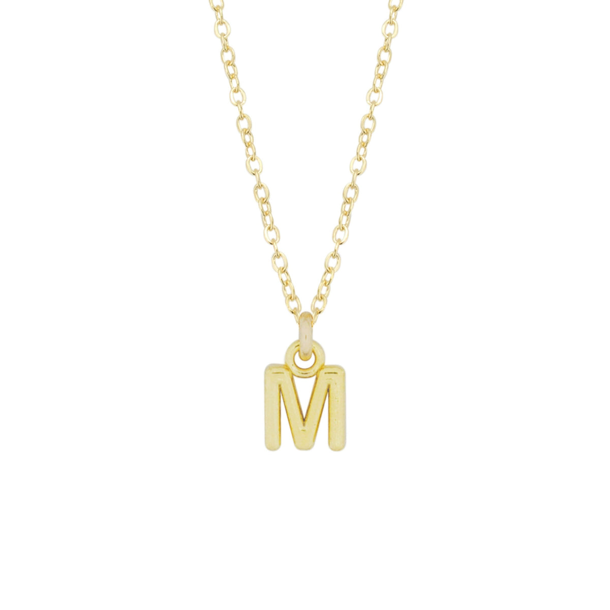 M Gold Initial Necklace by Katie Dean Jewelry, made in America, perfect for the dainty minimal jewelry lovers
