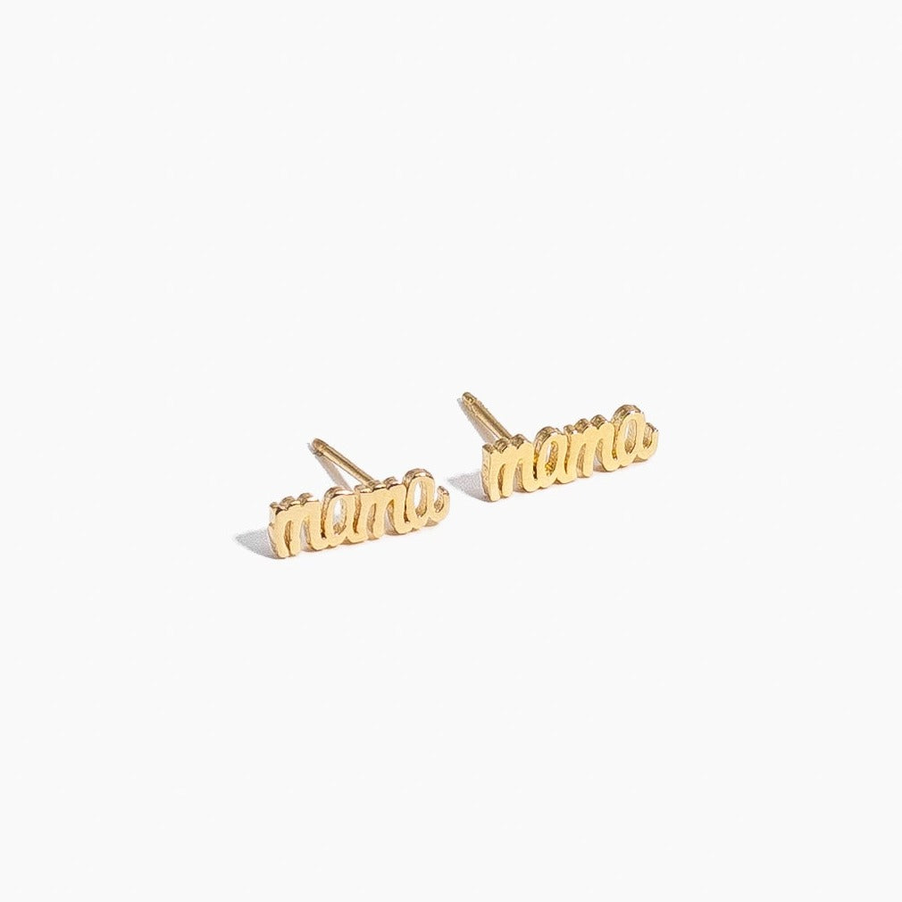 Gold Mama Studs, dainty hypoallergenic earrings by Katie Dean Jewelry, made in America, perfect for the  minimal jewelry lovers 