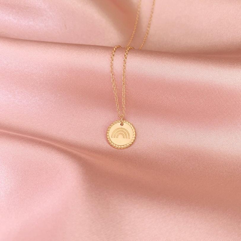 Rainbow Necklace handmade in California by Katie Dean Jewelry. A symbol for hope.