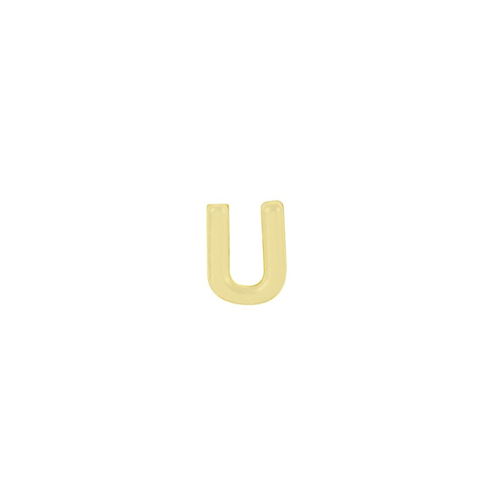 Initial Stud, handmade in America by Katie Dean Jewelry. Solid 14k Yellow Gold.